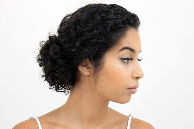 bun on short curly hair