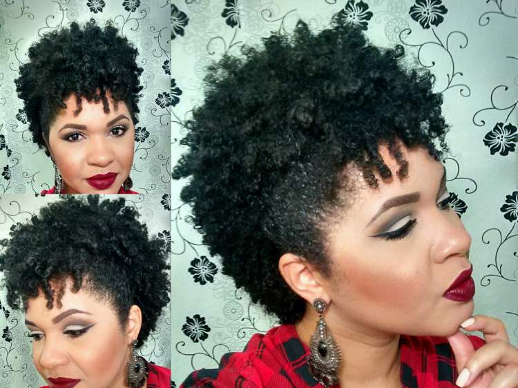 fake mohawk hairstyle on short curly hair