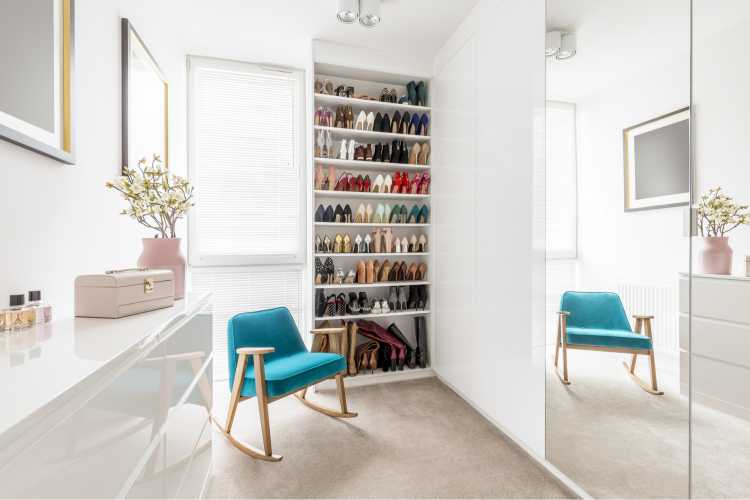 closet with princess shoe rack