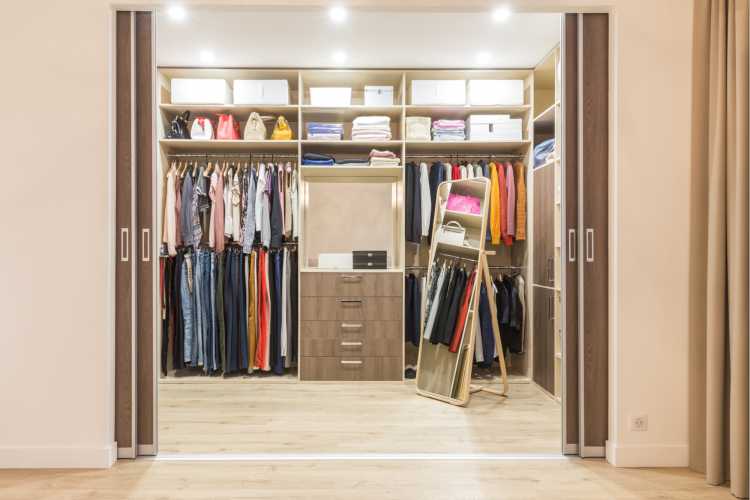 small, simple wooden closet