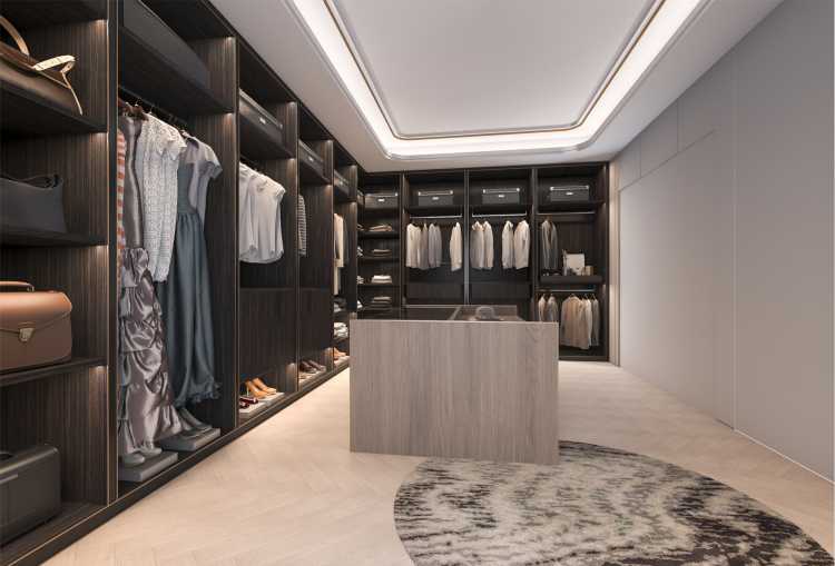 wooden closet with bench