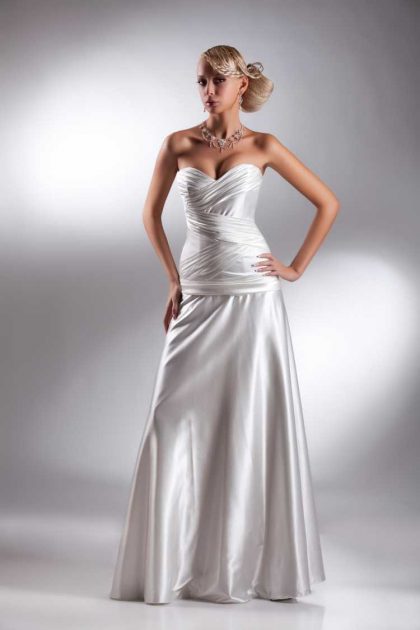 strapless satin dress