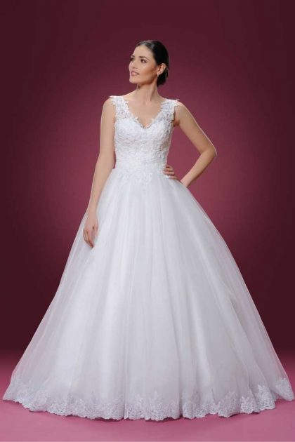 flowy wedding dress with v-neck