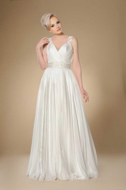 loose wedding dress with v-neck