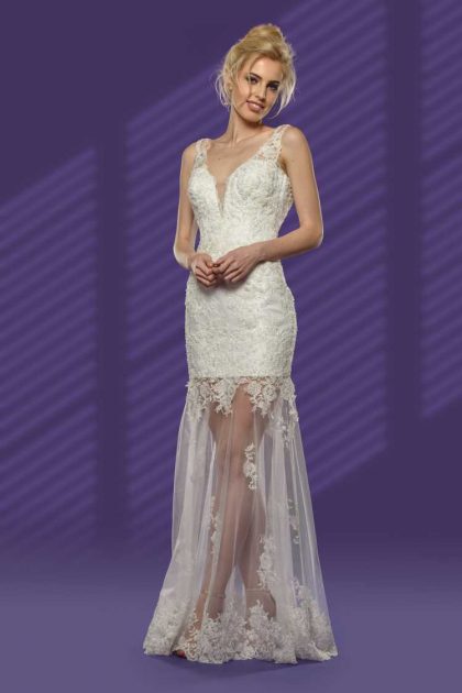 perfect wedding dress with part of the transparent skirt