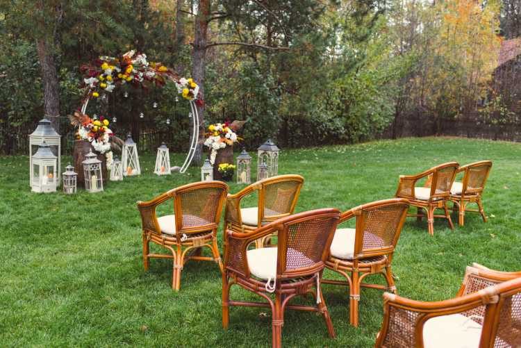 altar for wedding celebration in the backyard