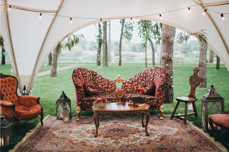 sofas under the tent