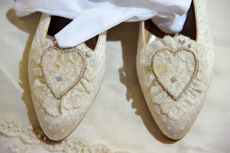 The shoes worn by Princess Diana at her wedding to Prince Charles