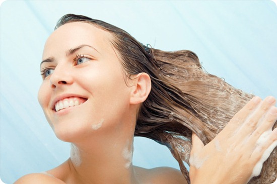 washing blonde hair