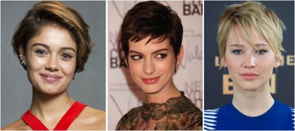 short hair of Sophie Charlotte, Anne Hathaway and Jennifer Lawrence