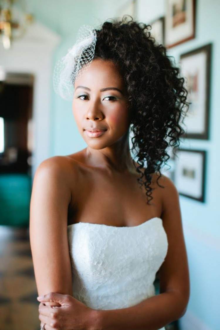 hairstyle option for bride with curly hair