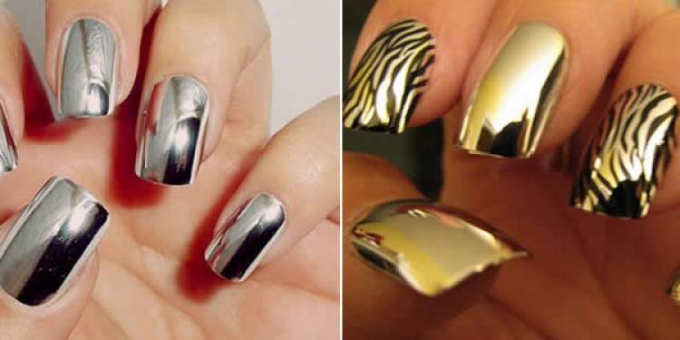 Metallic nail polishes are highlights in decorated nails 2018