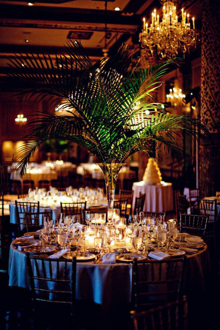 Wedding party decoration with foliage