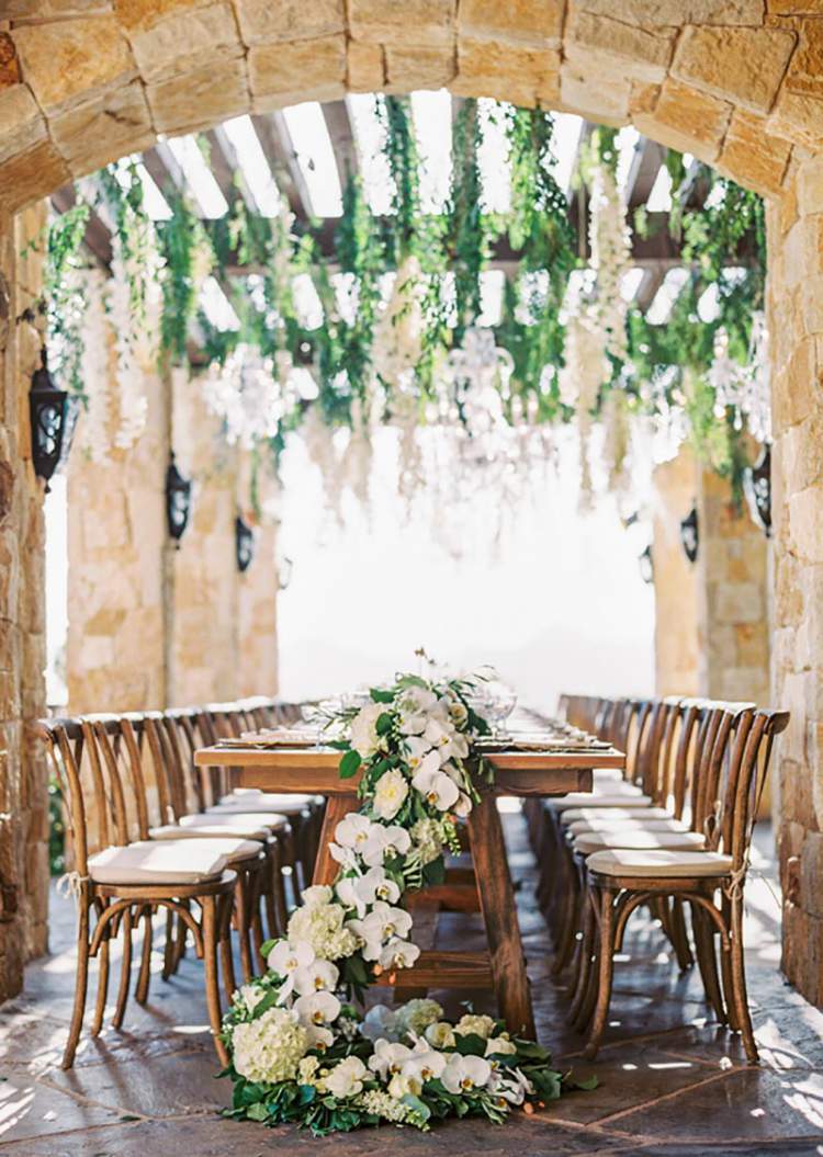 Luxurious wedding decoration with foliage