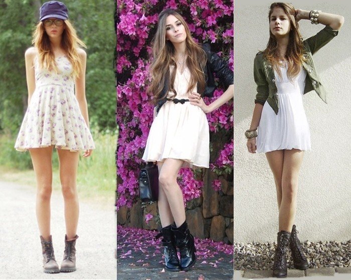 combat boots with dress