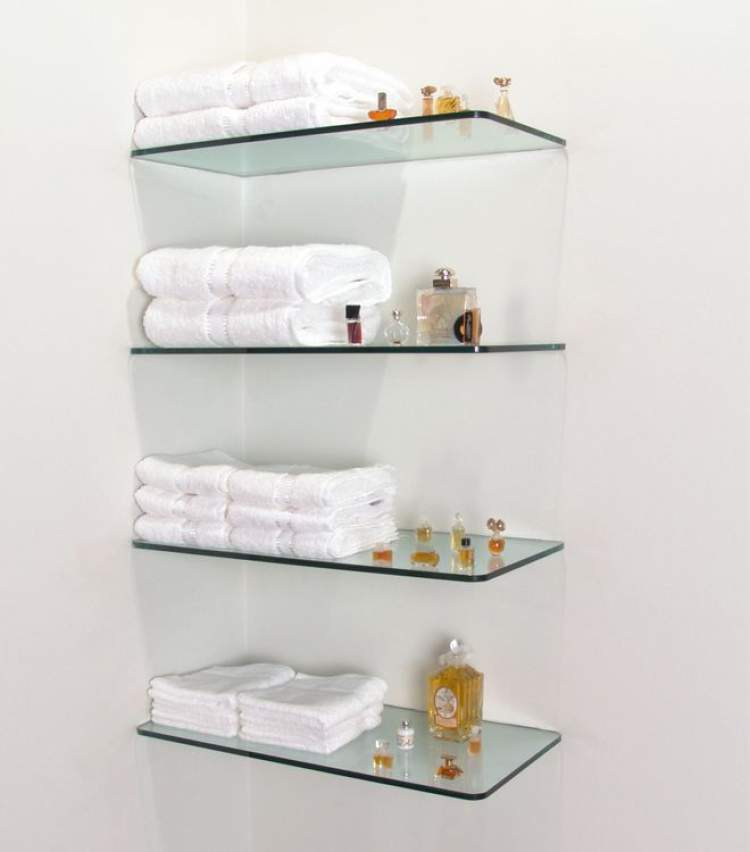 Glass shelf to make a small bathroom more spacious