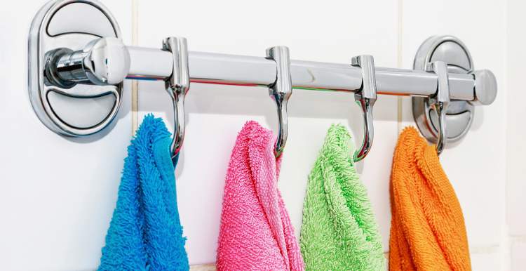 Coat hooks as towel holders