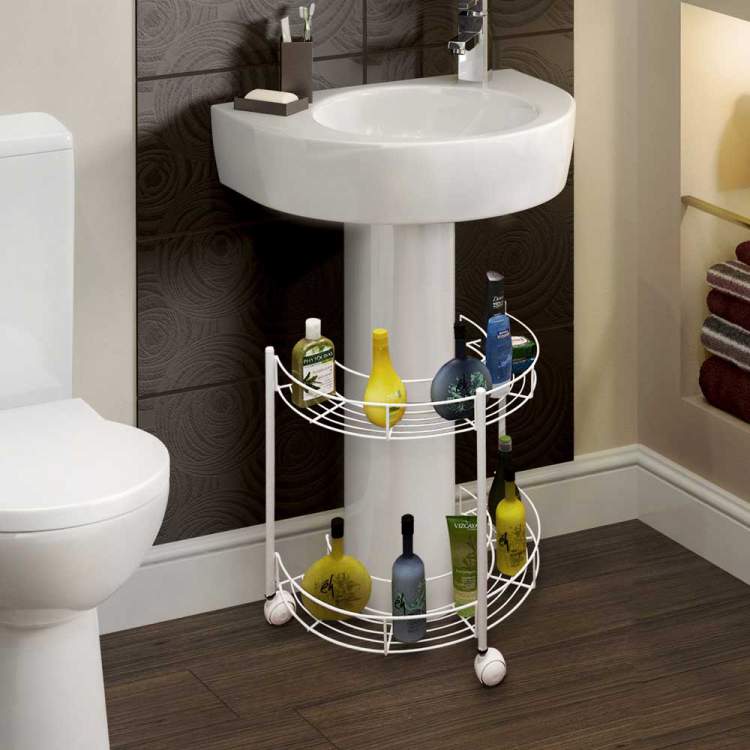 Wire shelves to make a small bathroom more spacious