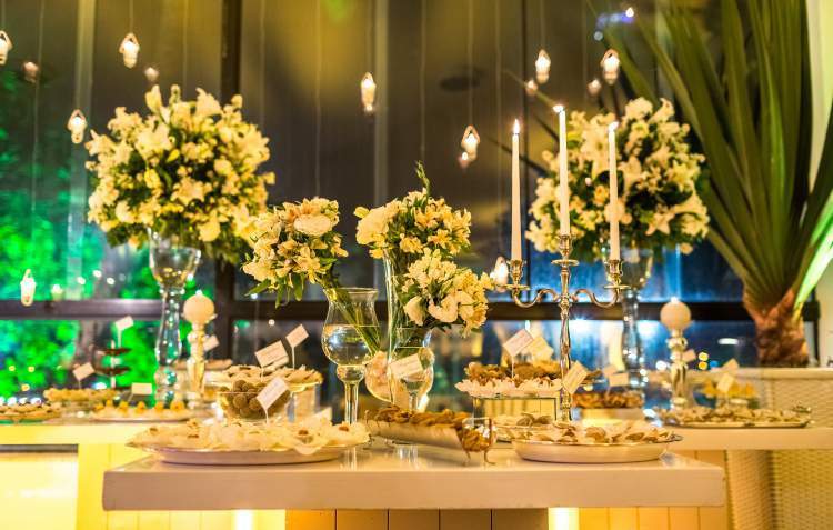 Wedding decoration with astromeliad arrangements