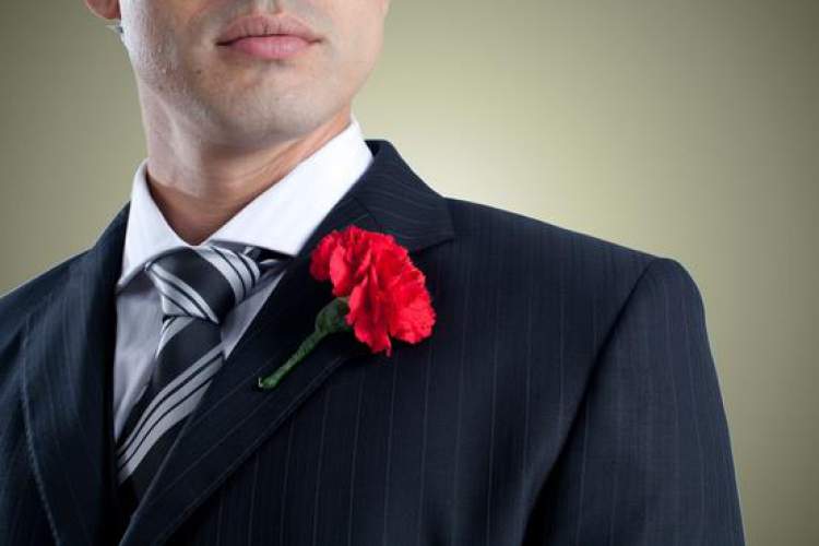 Carnation on the groom's jacket