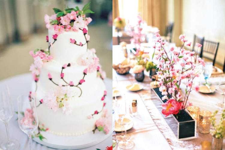 Wedding decoration with cherry blossom