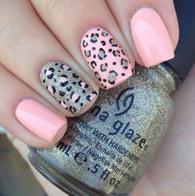 Nails decorated with animal print