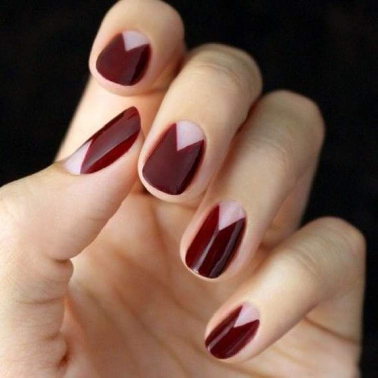 nails decorated with modern half moon