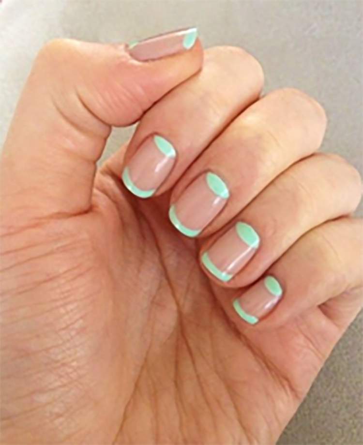 nails decorated with French and half moon