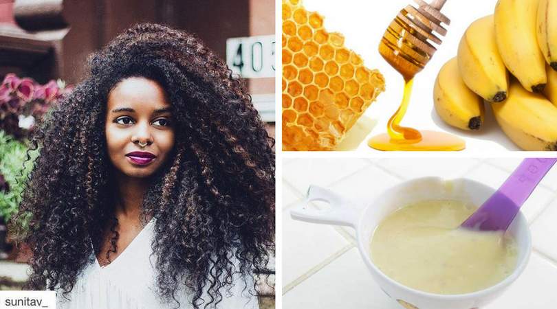 Homemade honey and banana recipe for hydrating afro hair