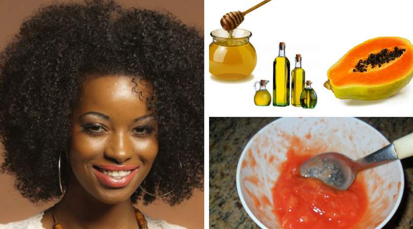 Homemade recipe with papaya, honey and olive oil to moisturize frizzy and curly hair