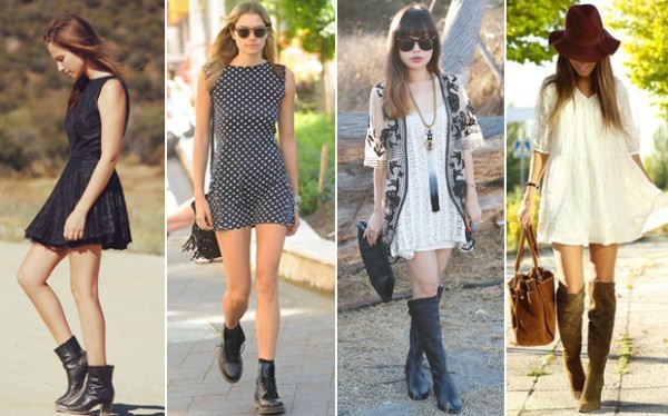 Summer Dresses combined with Boots for Winter