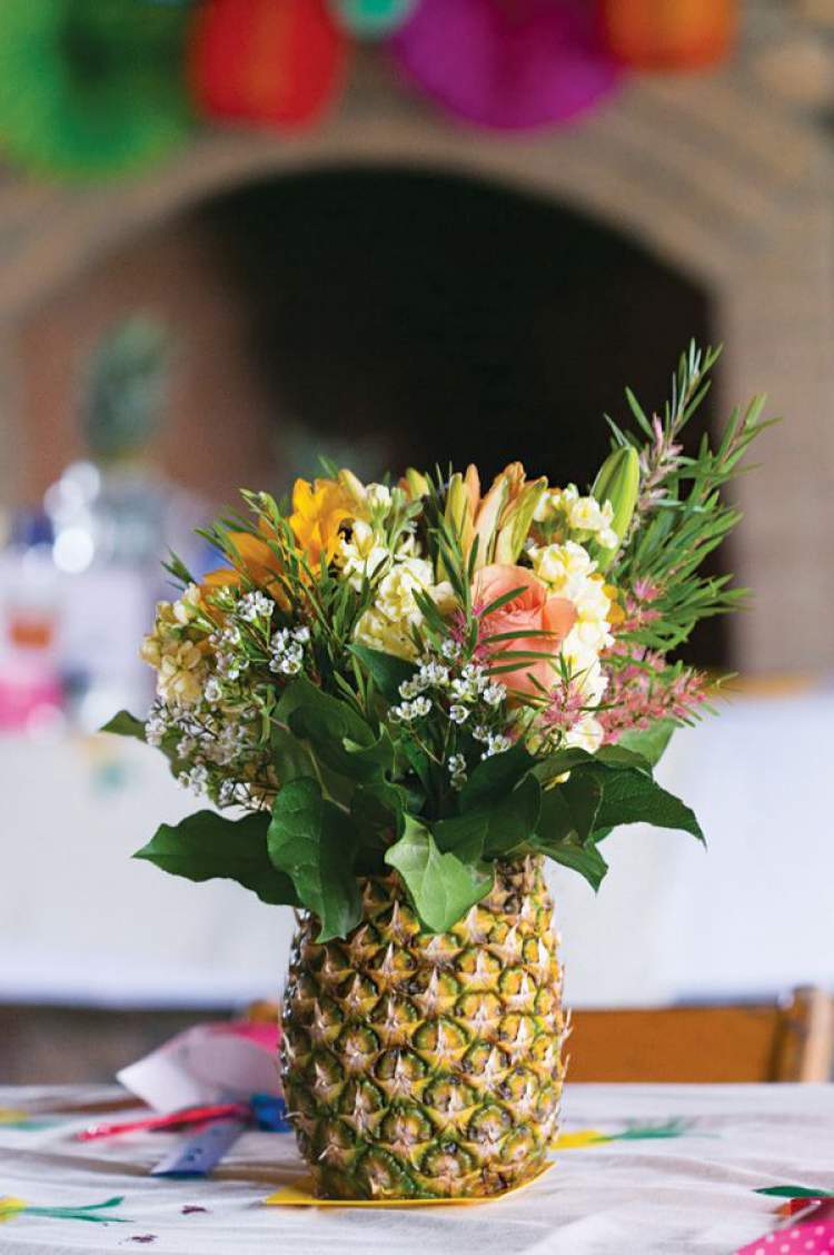 Pineapple as a flower vase