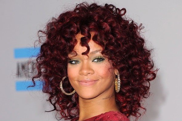 Rihanna with curly hair