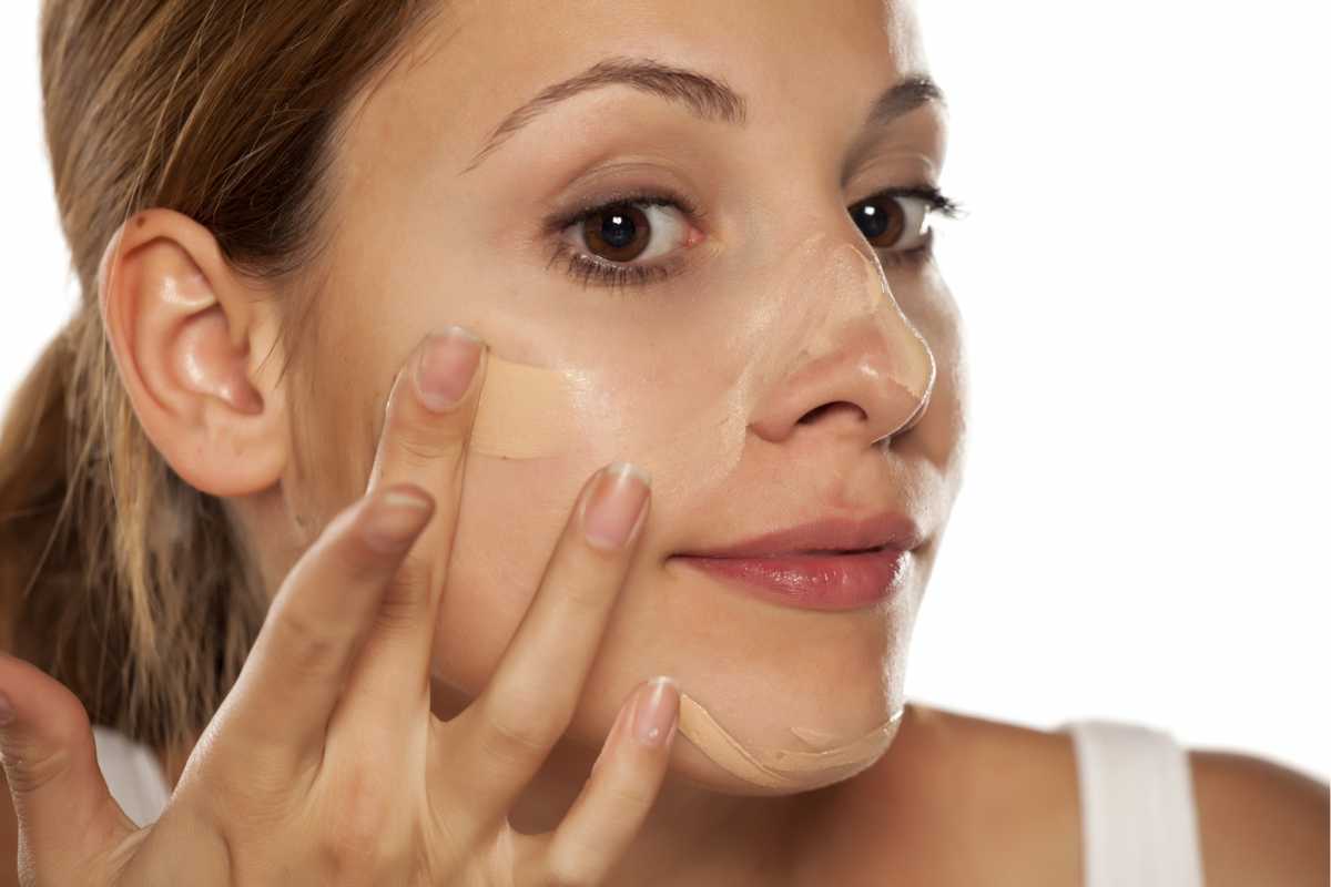 applying foundation to the face