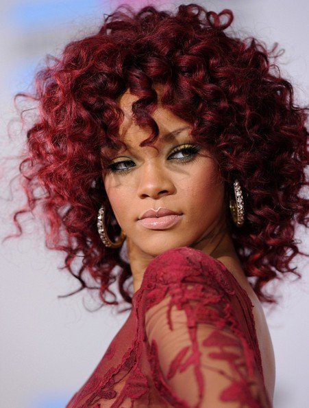 Rihanna with curls