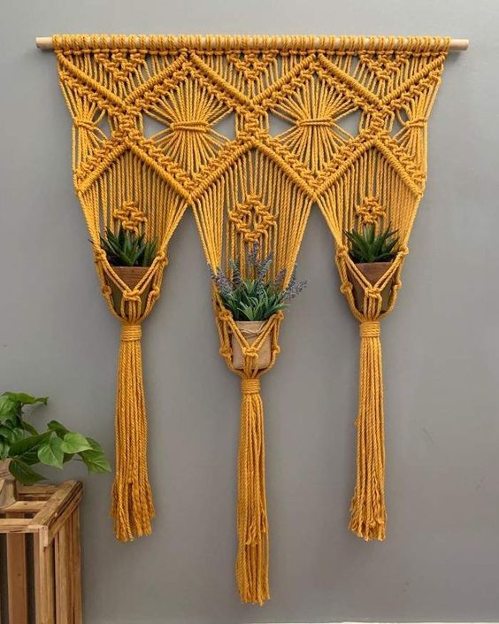 Wall macramé for plants.