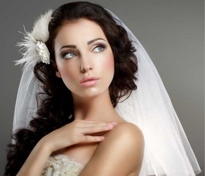 Bridal makeup with veil