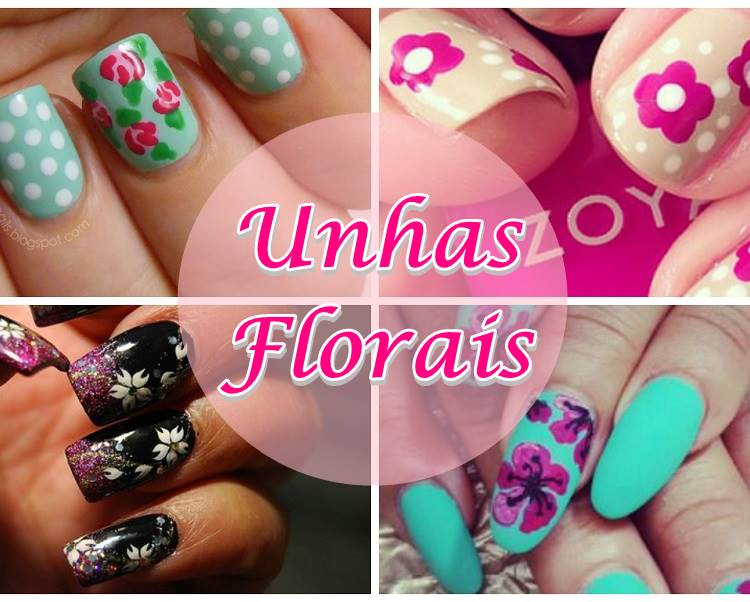 Nails decorated with flowers step by step