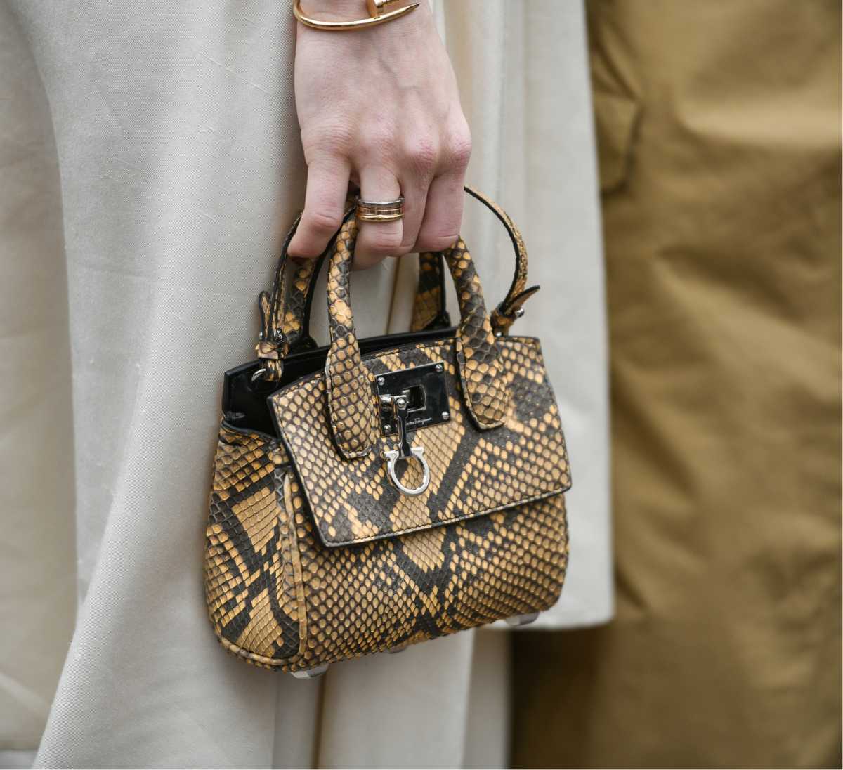 bolso con estampado de serpiente