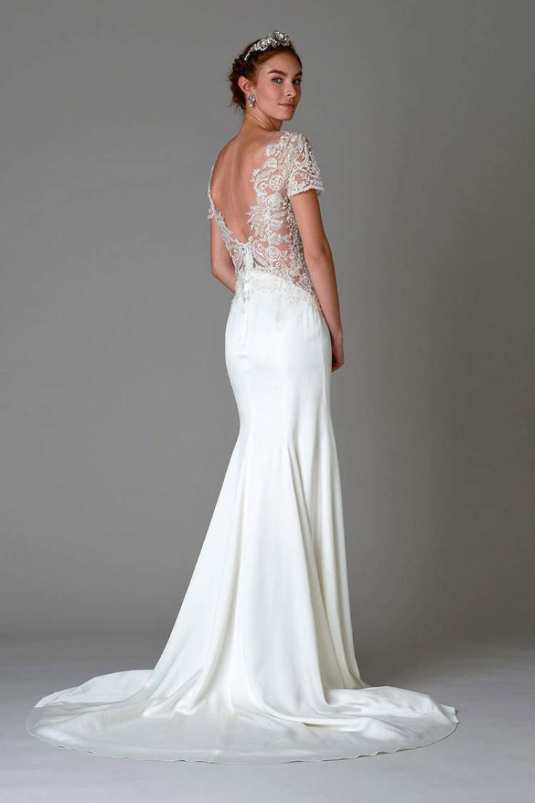 wedding dress with back neckline