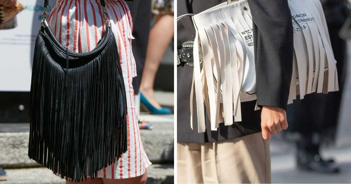 white and black bags with fringes