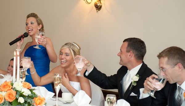 toasting the bride and groom