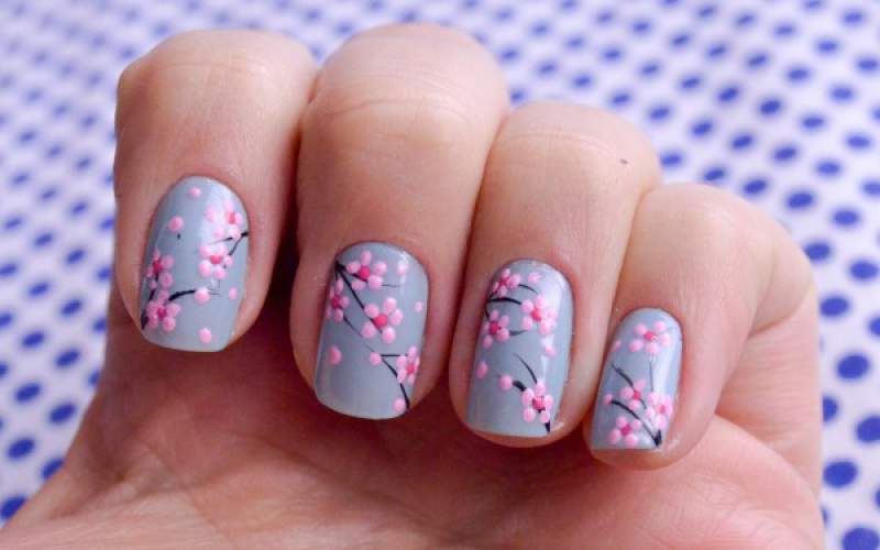 photo of nails with flowers