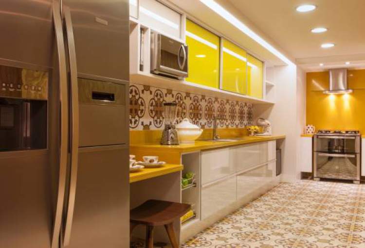 small yellow kitchen