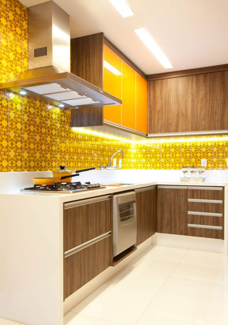 small kitchen with bright colors