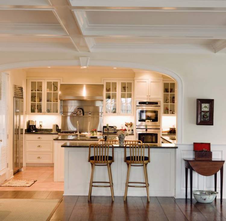 fitted kitchen integrated with living room