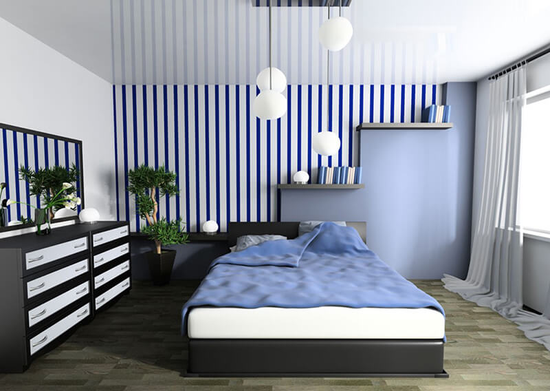 Blue color in bedroom decoration