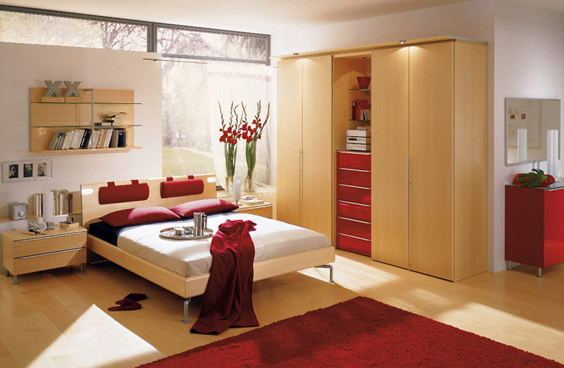 room decorated in red color