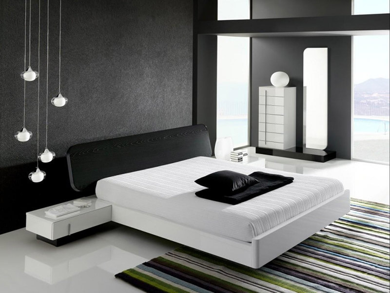 Black color in the decoration of the double bedroom