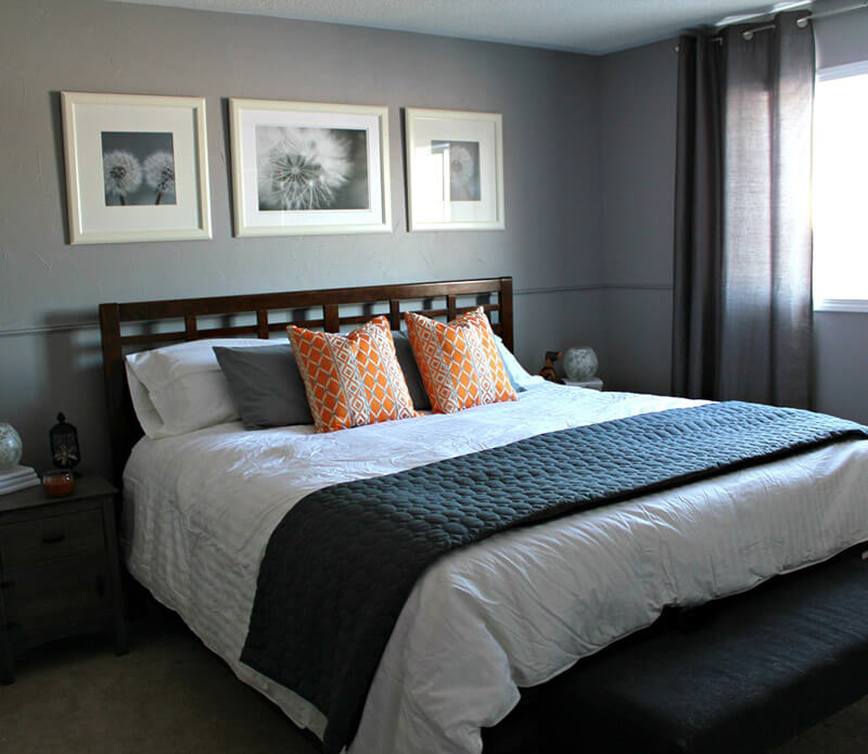 Double bedroom decorated in gray color